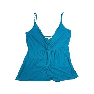 Express One Eleven Teal Blue Ribbed Twist Front Cami Top Sleeveless Medium